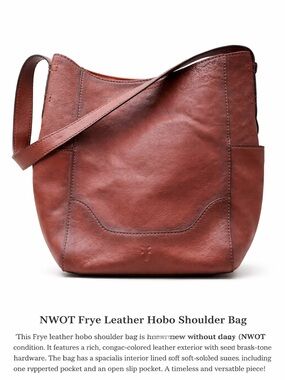 Frye Cognac Leather Hobo Bag NWOT | Slouchy Shoulder Bag Rustic Brown